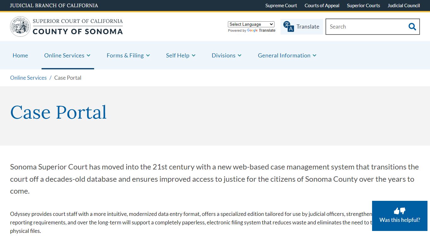Case Portal | Superior Court of California | County of Sonoma